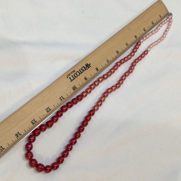 Honora Red Pink Ombré 29” Freshwater Pearl Necklace .925 - Picture 2 of 3